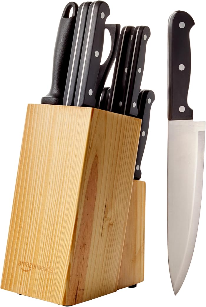 Amazon Basics Messerblock Set, 14 Stück, Schwarz